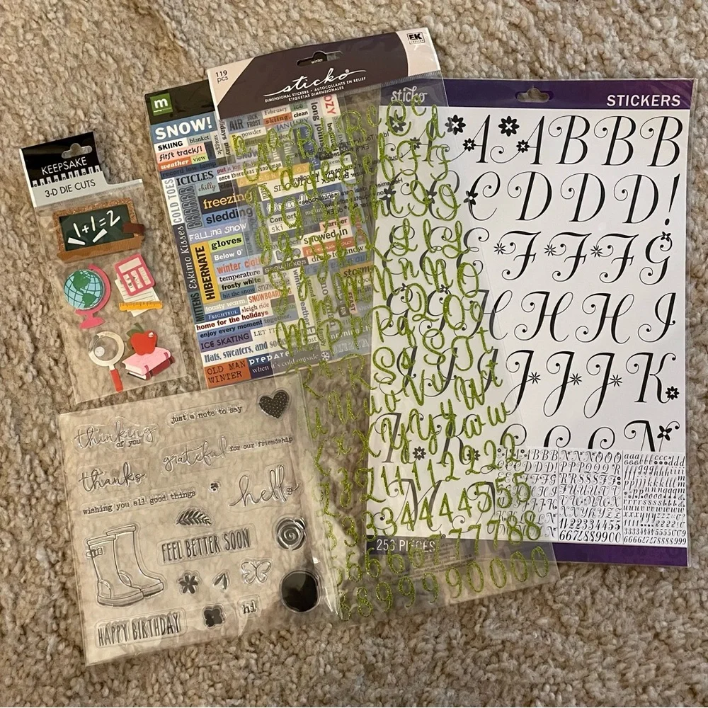 19 Item Craft Lot Transfers Stickers Pins Dream Catcher Kits Teacher Scrapbook